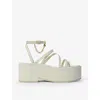 Maje Womens Blanc Chain-embellished Leather Wedge Sandals In Blanc