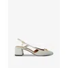Maje Womens Blanc Clover-charm Block-heel Leather Pumps