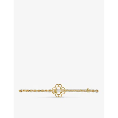 Maje Womens Blanc Clover Logo-buckle Leather And Chain Belt