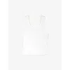 Maje Womens Blanc Logo-embroidered Ribbed Stretch-cotton Vest