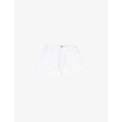 Maje Womens Blanc Rhinestone-embellished Mid-rise Denim Shorts