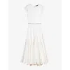Maje Belted Open-knit Maxi Dress In Blanc