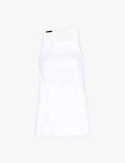 Maje Womens Blanc Tie-back Slim-fit Sleeveless Stretch-cotton Mini Dress
