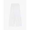 Maje Womens Blanc Wide-leg High-rise Cotton Trousers In Blanc