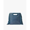 Maje Womens Bleus M Logo-embossed Leather Cross-body Bag In Bleus