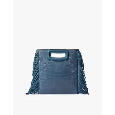 Maje Womens Bleus M Logo-embossed Leather Cross-body Bag