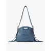 Maje Womens Bleus Miss M Logo-embossed Leather Shoulder Bag In Bleus