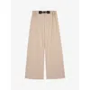 Maje Womens Bruns Buckle-embellished Logo-embroidered Stretch-cotton Trousers In Bruns