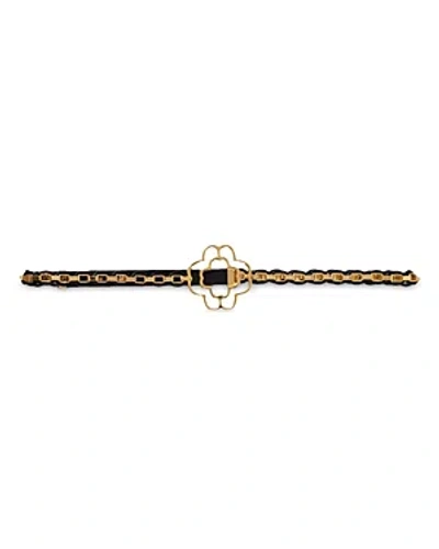 Maje Women's Clover Gold-tone Chain Leather Belt In Black