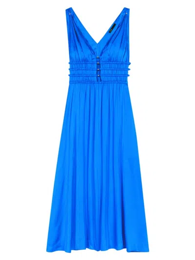 Maje Women's Cutaway Midi Dress In Bleus