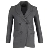 Maje Women's Double-breasted Blazer In Grey Wool In Grey