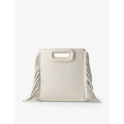MAJE WOMENS ECRU M MINI MOCK-CROC EMBOSSED-LEATHER CROSS-BODY BAG