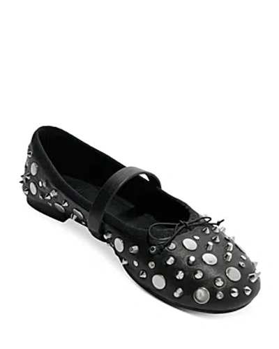 Maje Ballet Flats With Silver-tone Studs In Noir / Gris