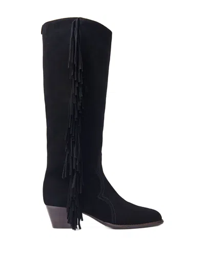 MAJE WOMEN'S FRINGED SUEDE COWBOY BOOTS