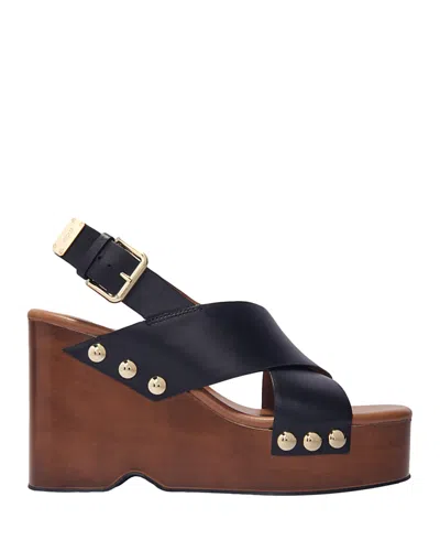 Maje Women's Leather Platform Sandals In Black