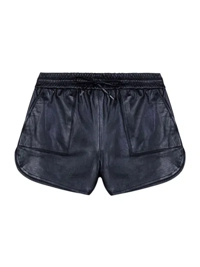 Maje Womens Black High-rise Elasticated-waist Leather Shorts In Noir / Gris