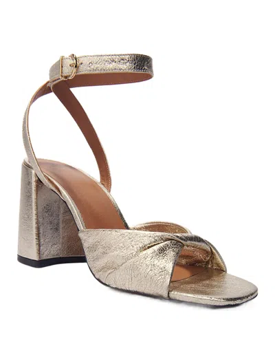 MAJE WOMEN'S METALLIC LEATHER HIGH HEEL SANDALS