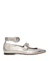 Maje Metallic Leather Mary Janes In Silver