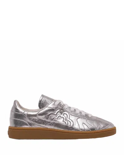 Maje Women's Metallic Leather Sneakers In Silver