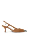 Maje Metallic-toe Suede Pumps In Brown