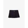 Maje Womens  Button-embellished Mid-rise Pleated Stretch Wool-blend Mini Skirt In Noir / Gris