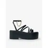Maje Womens  Chain-embellished Leather Wedge Sandals In Noir / Gris
