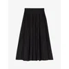 Maje Womens  Flared-skirt High-rise Woven Maxi Skirt In Noir / Gris