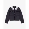 Maje Mestino Cardigan With Removable Collar In Noir / Gris
