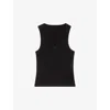 Maje Womens  Logo-embroidered Ribbed Stretch-cotton Vest In Noir / Gris