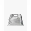 Maje Croc Metallic Leather Mini Shoulder Bag In Noir / Gris