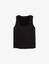 Maje Womens  Round-neck Relaxed-fit Stretch-silk Top In Noir / Gris