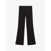 Maje Womens  Split-cuff Flare-leg High-rise Stretch-woven Trousers In Noir / Gris