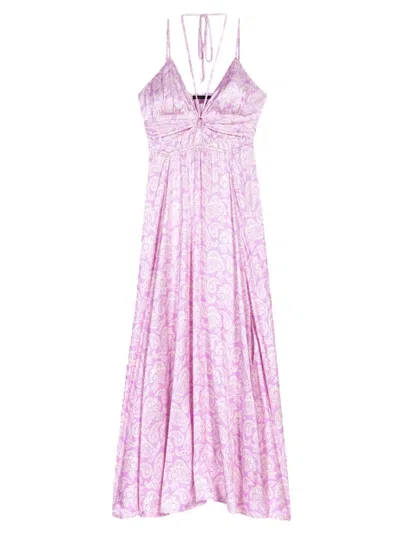 Maje Women's Openwork Patterned Maxi Dress In Pink Cashmere Print