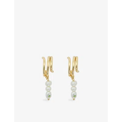 Maje Womens Or Rhinestone-embellished Faux-pearl And Brass Earring