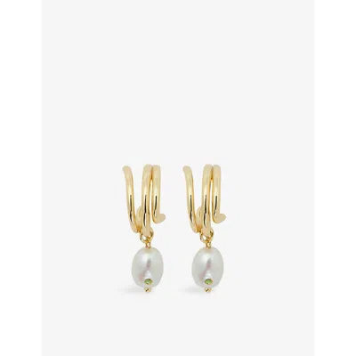 Maje Womens Or Rhinestone-embellished Faux-pearl And Brass Earring