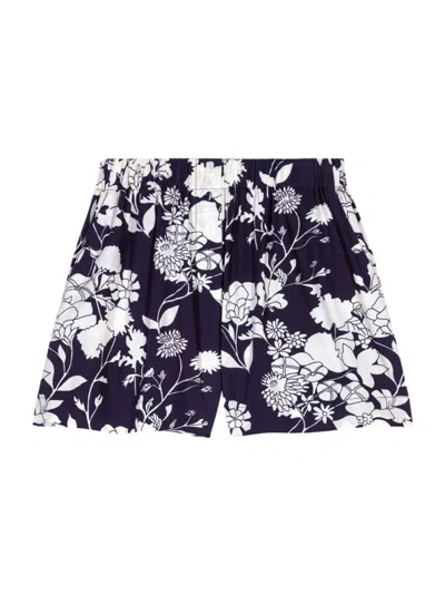 Maje Women's Patterned Cotton Shorts In Print Ecru Black Floral