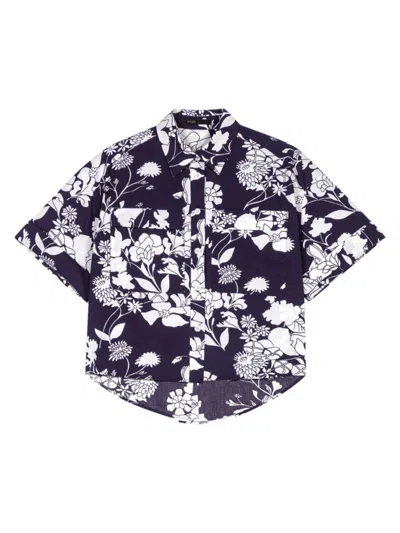 Maje Women's Patterned Cropped Shirt In Print Ecru Black Floral