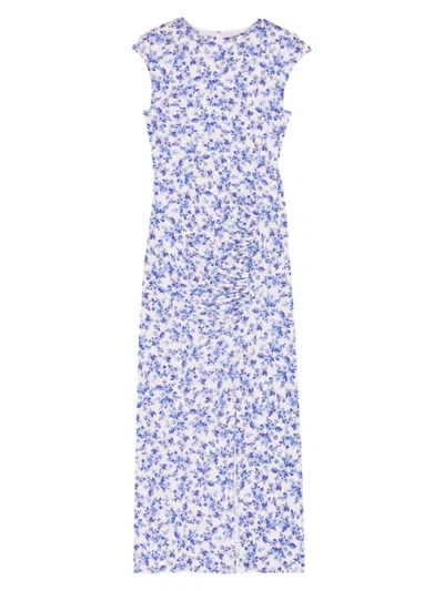 Maje Women's Patterned Midi Dress In Blue Flower Print