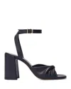 Maje Plain Leather Sandals With Heels In Black