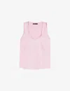 Maje Womens Roses Round-neck Relaxed-fit Stretch-silk Top In Roses