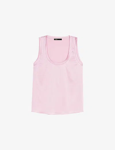 Maje Womens Roses Round-neck Relaxed-fit Stretch-silk Top