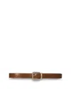 Maje Leather Belt With Square Buckle In Brown