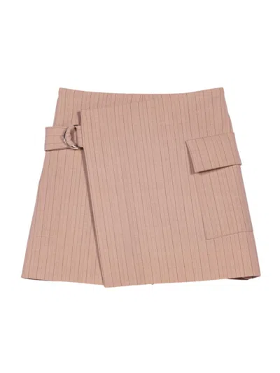 Maje Women's Striped Layered Effect Shorts In Beige
