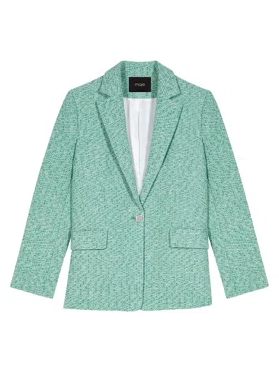 Maje Women's Tweed Jacket In Green