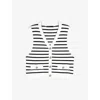Maje Womens V-neck Sleeveless Striped Stretch-knit Cardigan In White