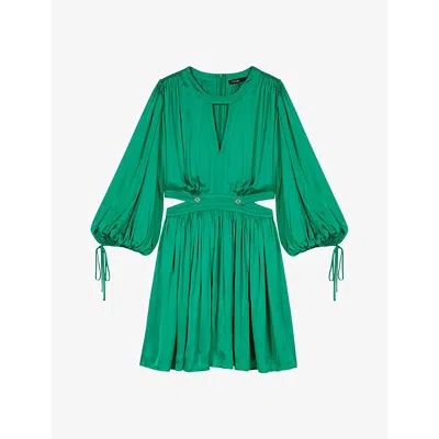 Maje Womens Verts Cut-out Pleated-skirt Woven Mini Dress