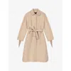 Maje Womens Beige Fringed Belted-waist Wool-blend Coat In Neutral