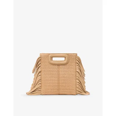 Maje Womens Beige Mini M Raffia Shoulder Bag In Sand