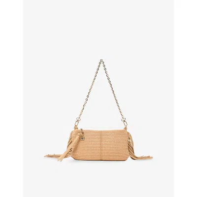 Maje Womens Beige Miss M Raffia Shoulder Bag In Sand