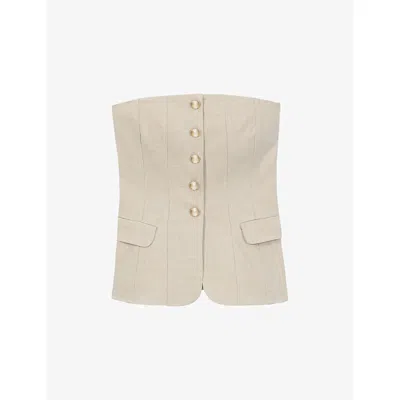 Maje Womens Beige Strapless Slim-fit Stretch-woven Bustier Top In Neutral